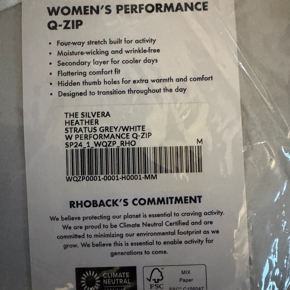 Rhoback Stratus Grey/White Women's Performance Q-Zip - Picture 5 of 5